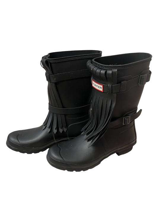 Hunter Shoes - Hunter Original Short Fringe Rain Boots Black Slate Size 10 Rare
